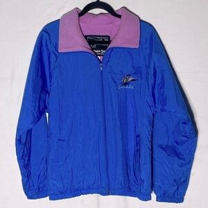 Vintage 90s Northern Sun Blue Windbreaker With Pink Fleece Lining M